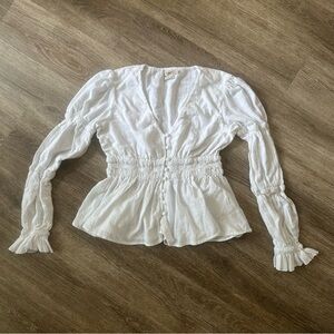 Faherty Colette Organic Cotton Peplum Top